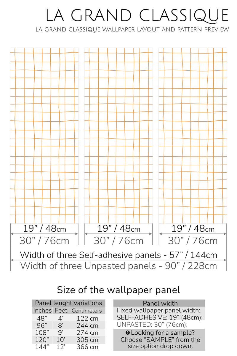 uneven line grid peel and stick wallpaper specifiation