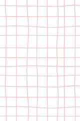 A simple design of a small red grid pattern on a white background with slightly uneven, hand-drawn lines. Peel and stick removable wallpaper.