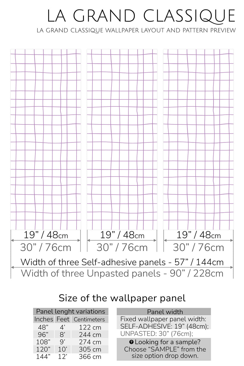 grid print peel and stick wallpaper specifiation