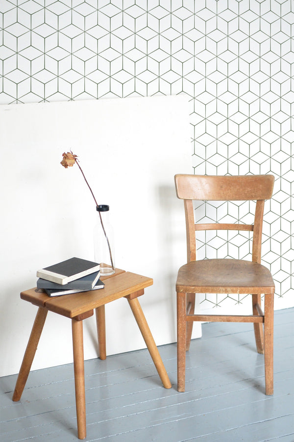wooden table chair decorative plant blank canvas luxury hexagon self adhesive wallpaper