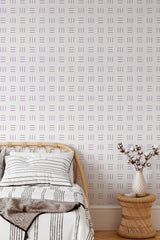 cozy bedroom interior rattan furniture decor aesthetic geometric accent wall
