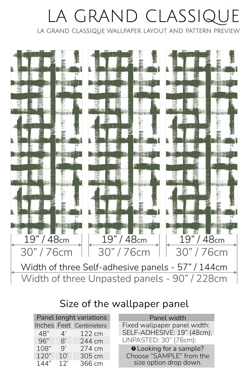 brush stroke grid peel and stick wallpaper specifiation