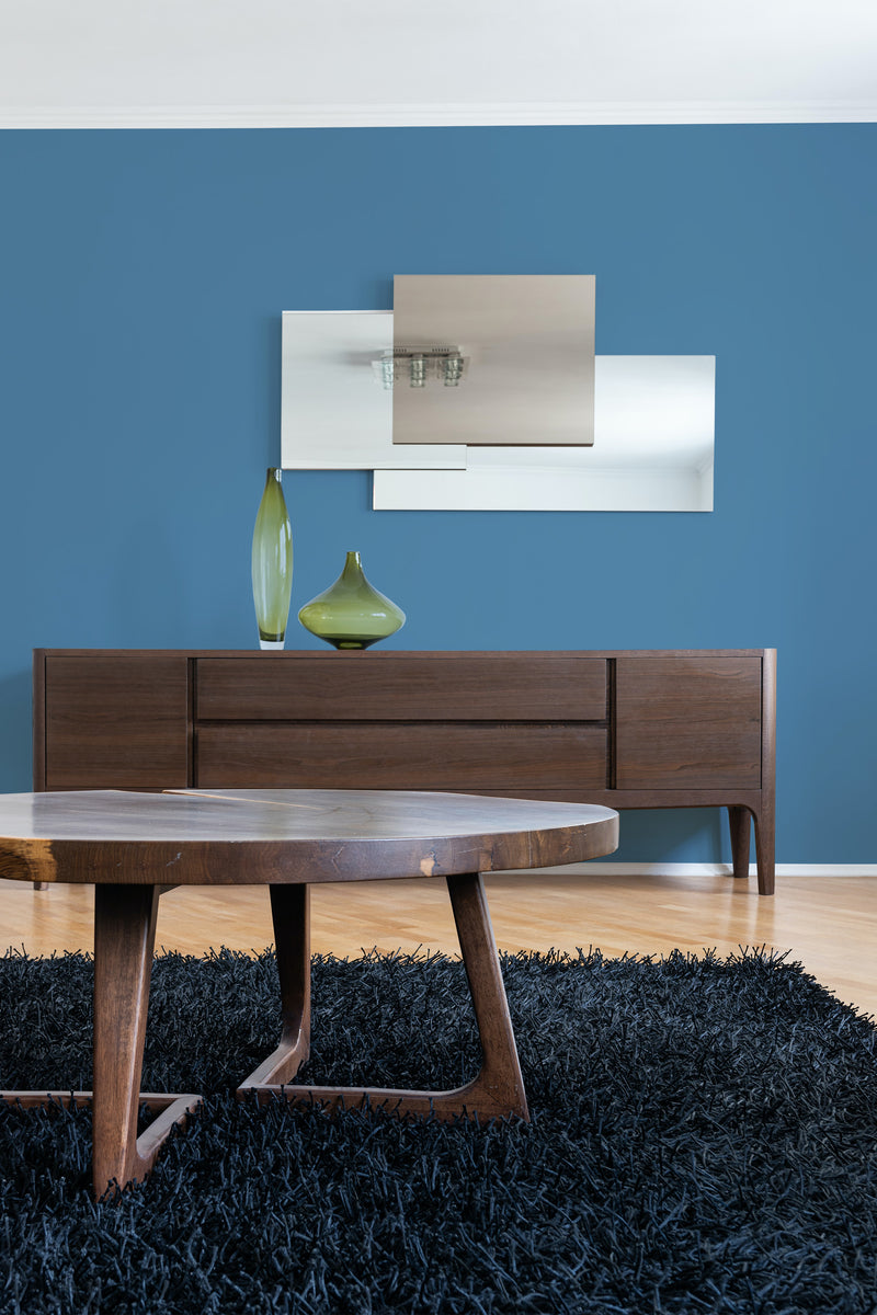 contemporary living room dark wood furniture plain color peel and stick wallpaper