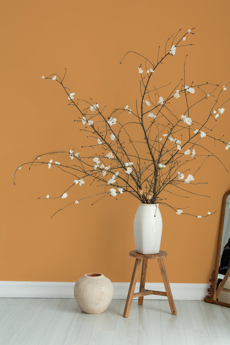decorative plant vase wooden stool living room plain design decor