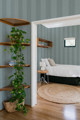 bedroom cozy interior green plants round carpet cheron peel & stick wallpaper
