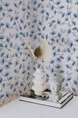 wallpaper for walls bluebottle pattern modern sophisticated vase statue home decor