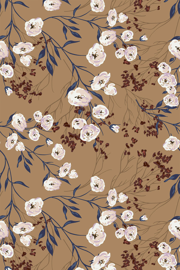 retro floral neutral wallpaper pattern repeat