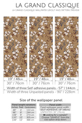 retro floral neutral peel and stick wallpaper specifiation