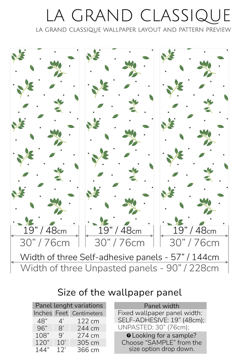 leaf dots peel and stick wallpaper specifiation
