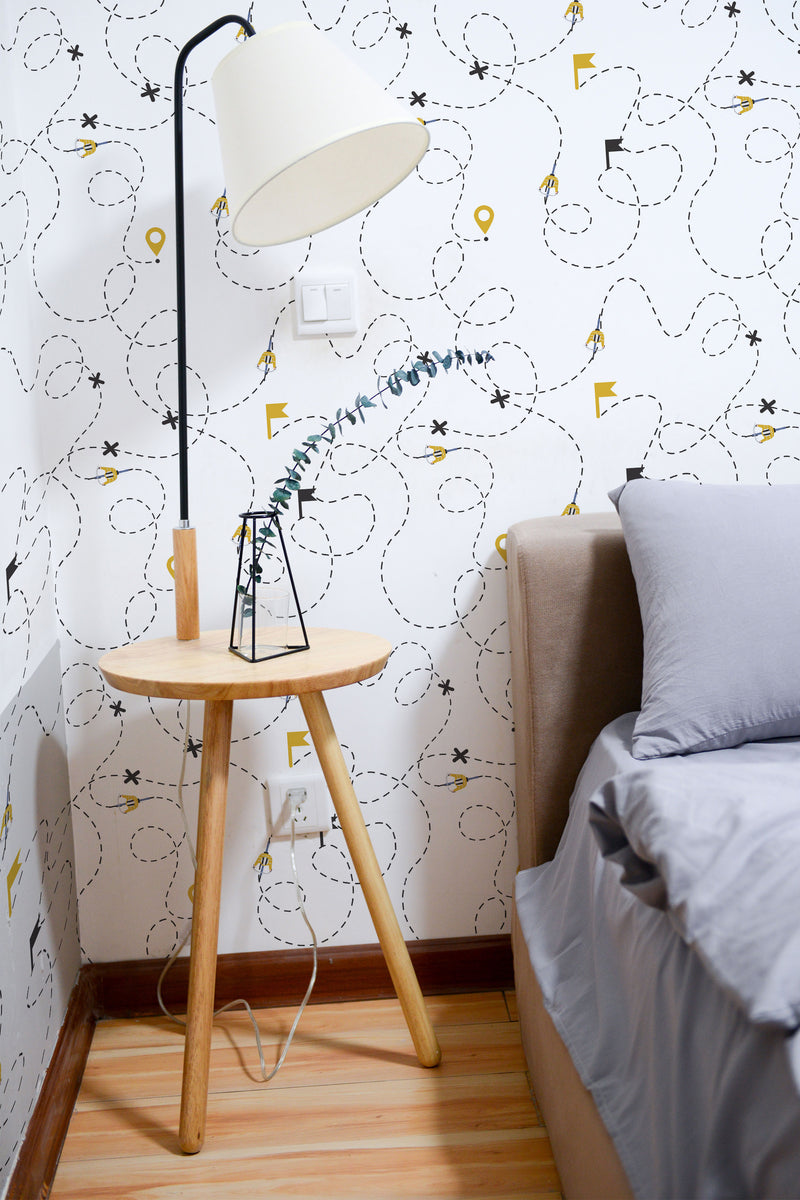 removable wallpaper tour de france pattern bedroom accent wall simple interior