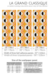 orange bold retro peel and stick wallpaper specifiation