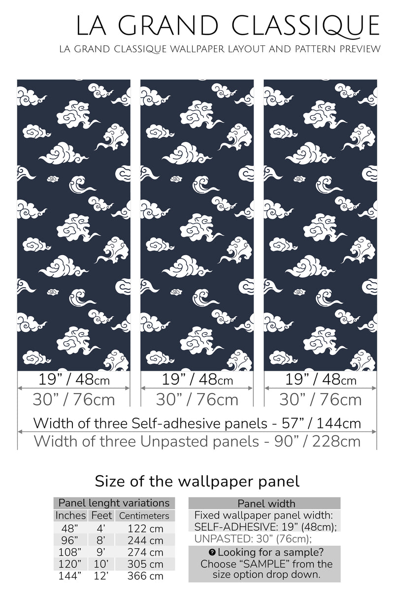 japanese cloud peel and stick wallpaper specifiation