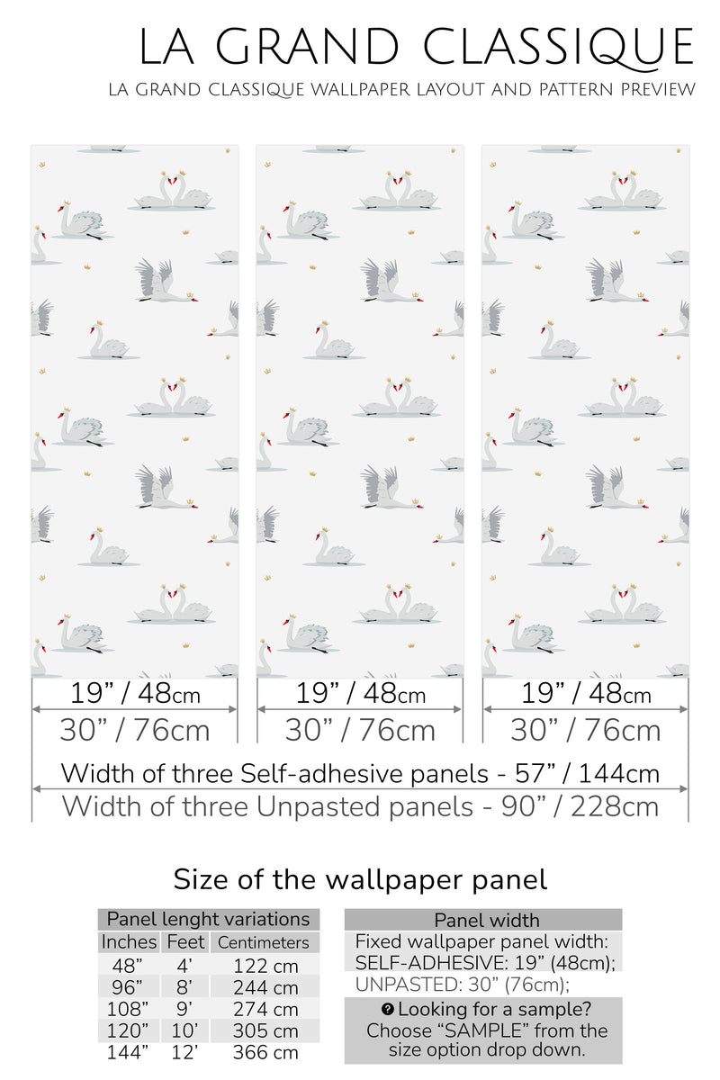 swan peel and stick wallpaper specifiation