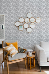living room cozy sofa armchair pillows decor line art peel stick wallpaper