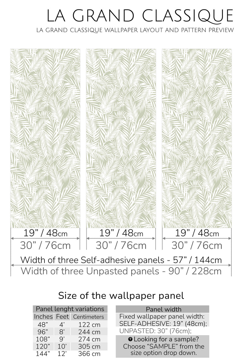 palm leaves peel and stick wallpaper specifiation