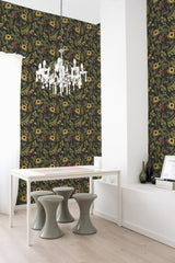 self adhesive wallpaper autumn leaf pattern dining room table chandelier home decor
