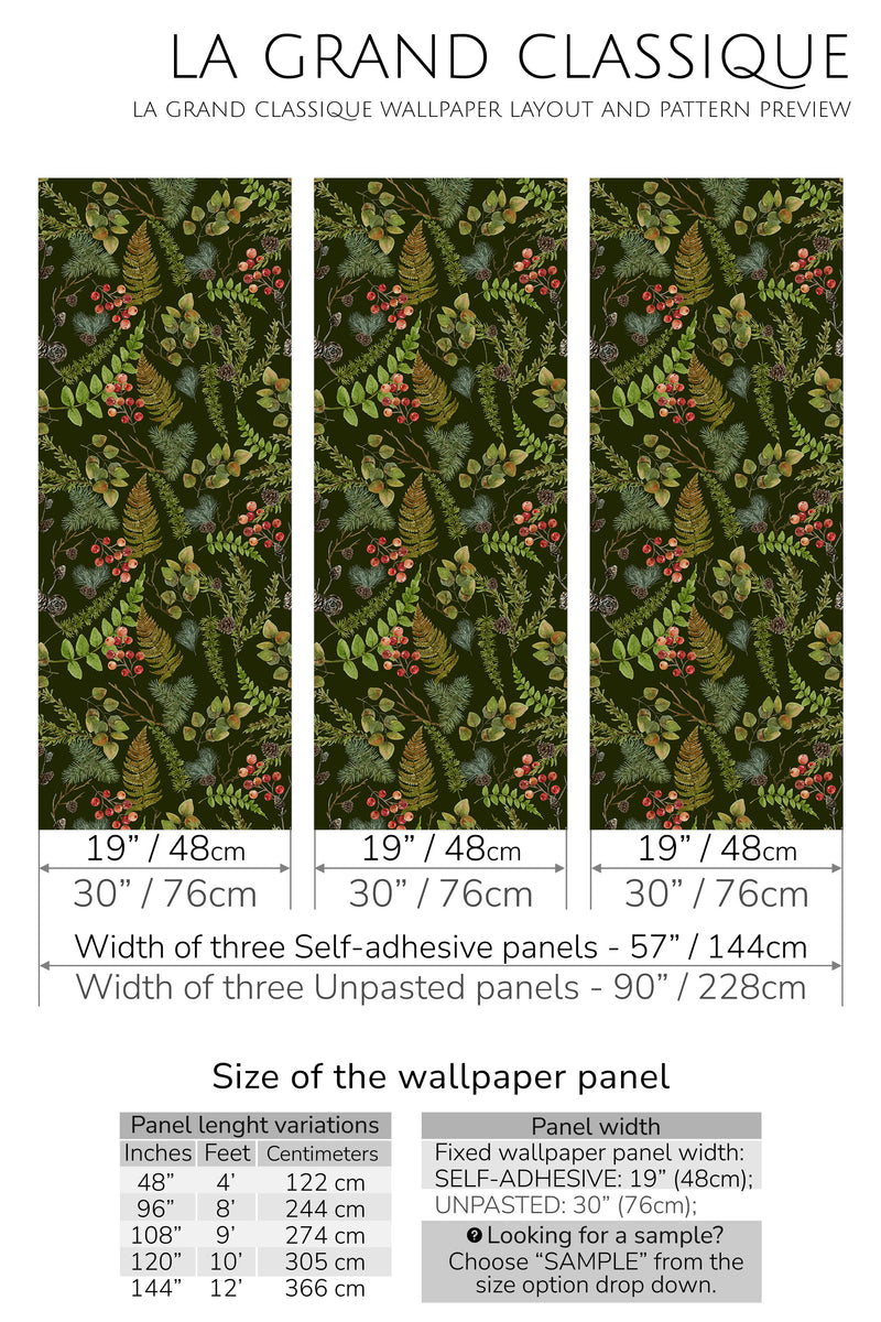 vintage fern peel and stick wallpaper specifiation
