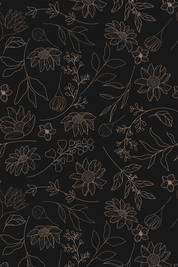 dark floral night wallpaper pattern repeat
