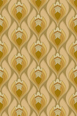 yellow retro floral wallpaper pattern repeat