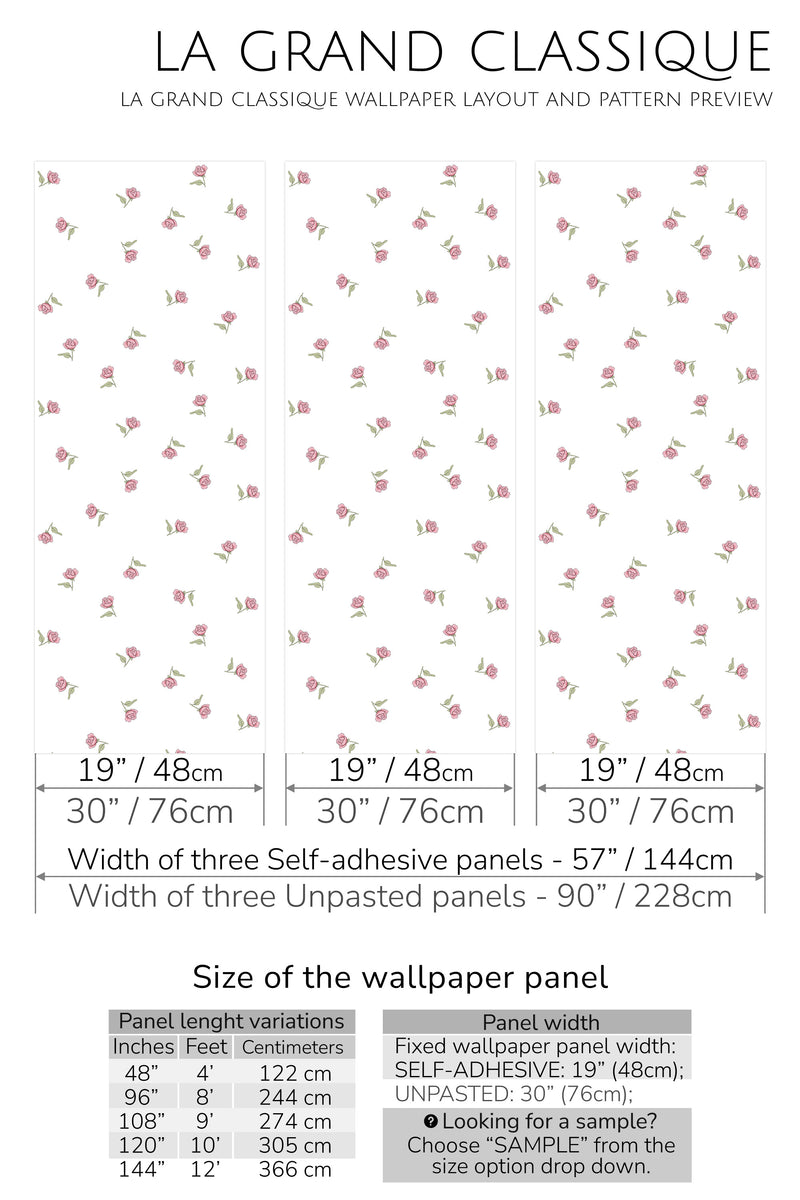 vintage rose peel and stick wallpaper specifiation