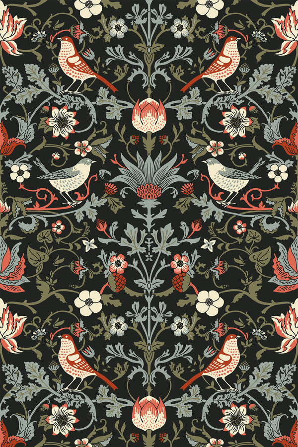 vintage bird wallpaper pattern repeat