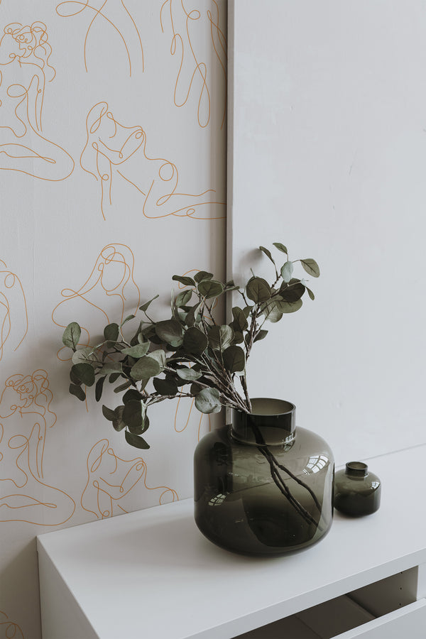 home decor plant decorative vase living room woman body line pattern