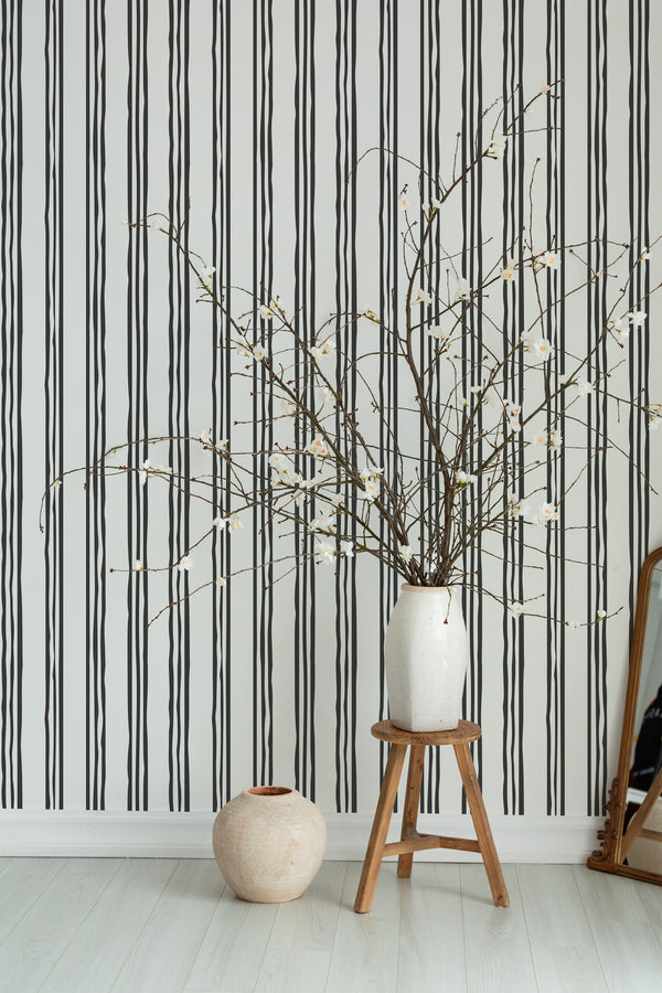 decorative plant vase wooden stool living room bold striped print decor