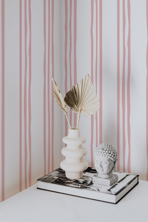 wallpaper for walls striped pattern modern sophisticated vase statue home decor