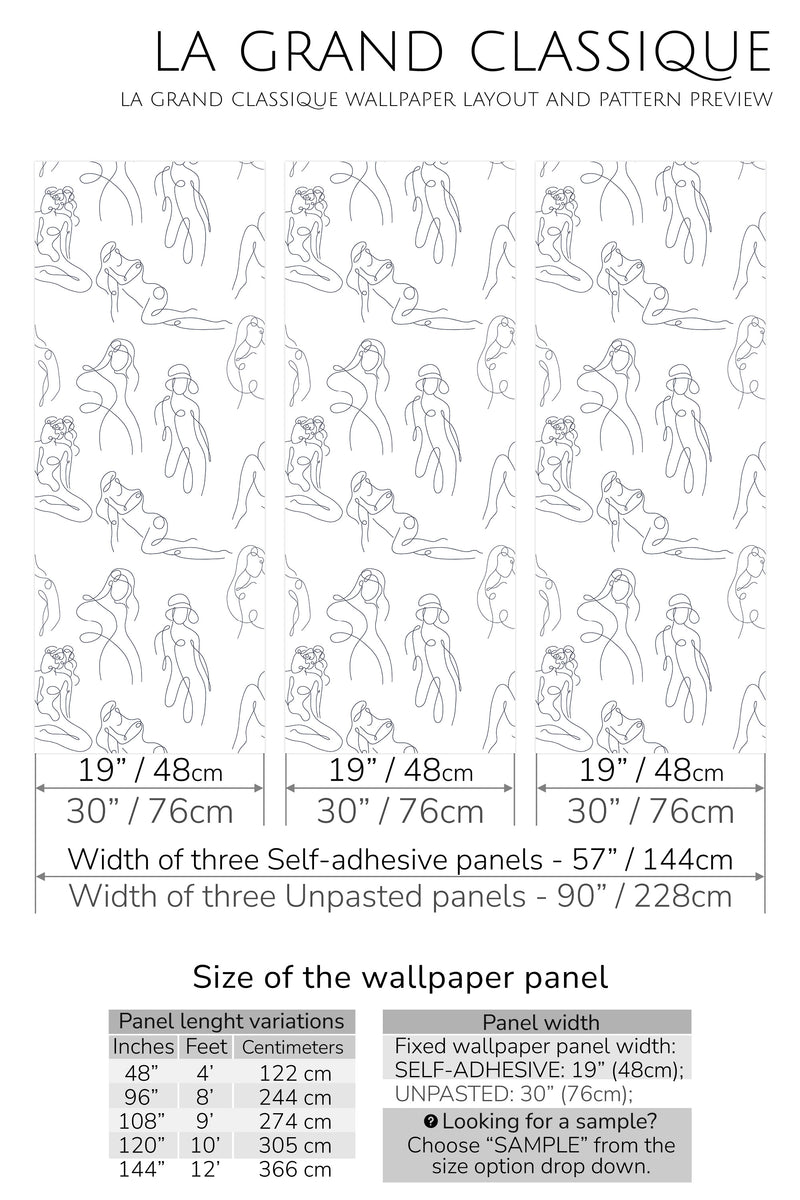 body line peel and stick wallpaper specifiation