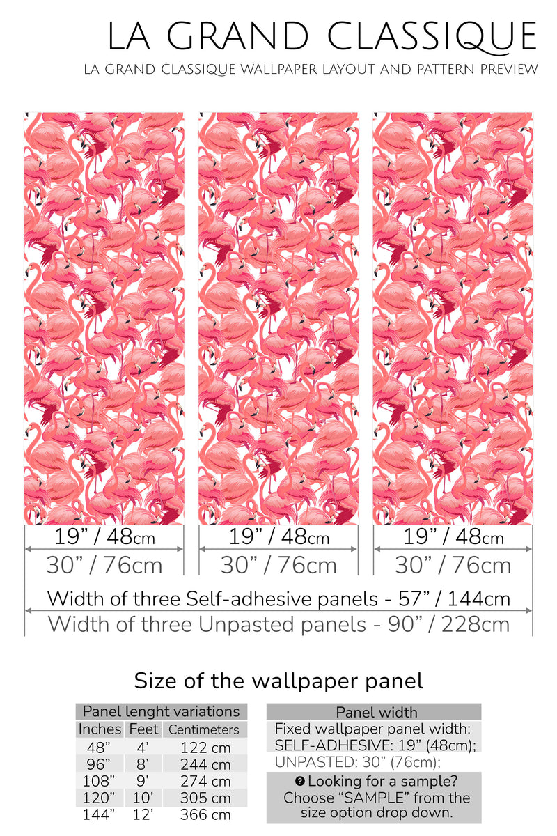flamingo peel and stick wallpaper specifiation