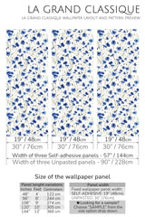 blue floral print peel and stick wallpaper specifiation