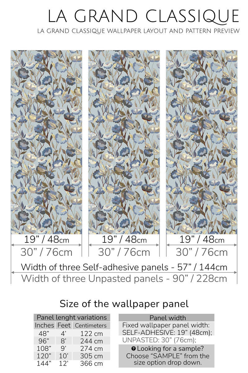 classic floral peel and stick wallpaper specifiation