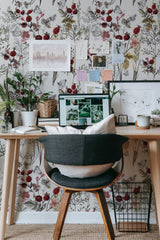 modern home office desk plants posters computer butterfly stick on wallpaper