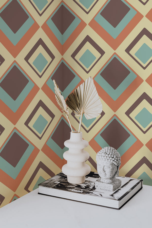 wallpaper for walls retro geometric pattern modern sophisticated vase statue home decor