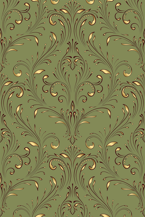 Olive green damask