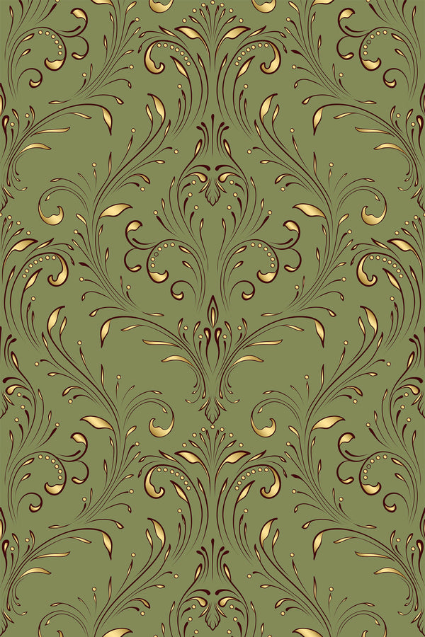 olive green damask wallpaper pattern repeat