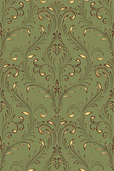 Olive green damask