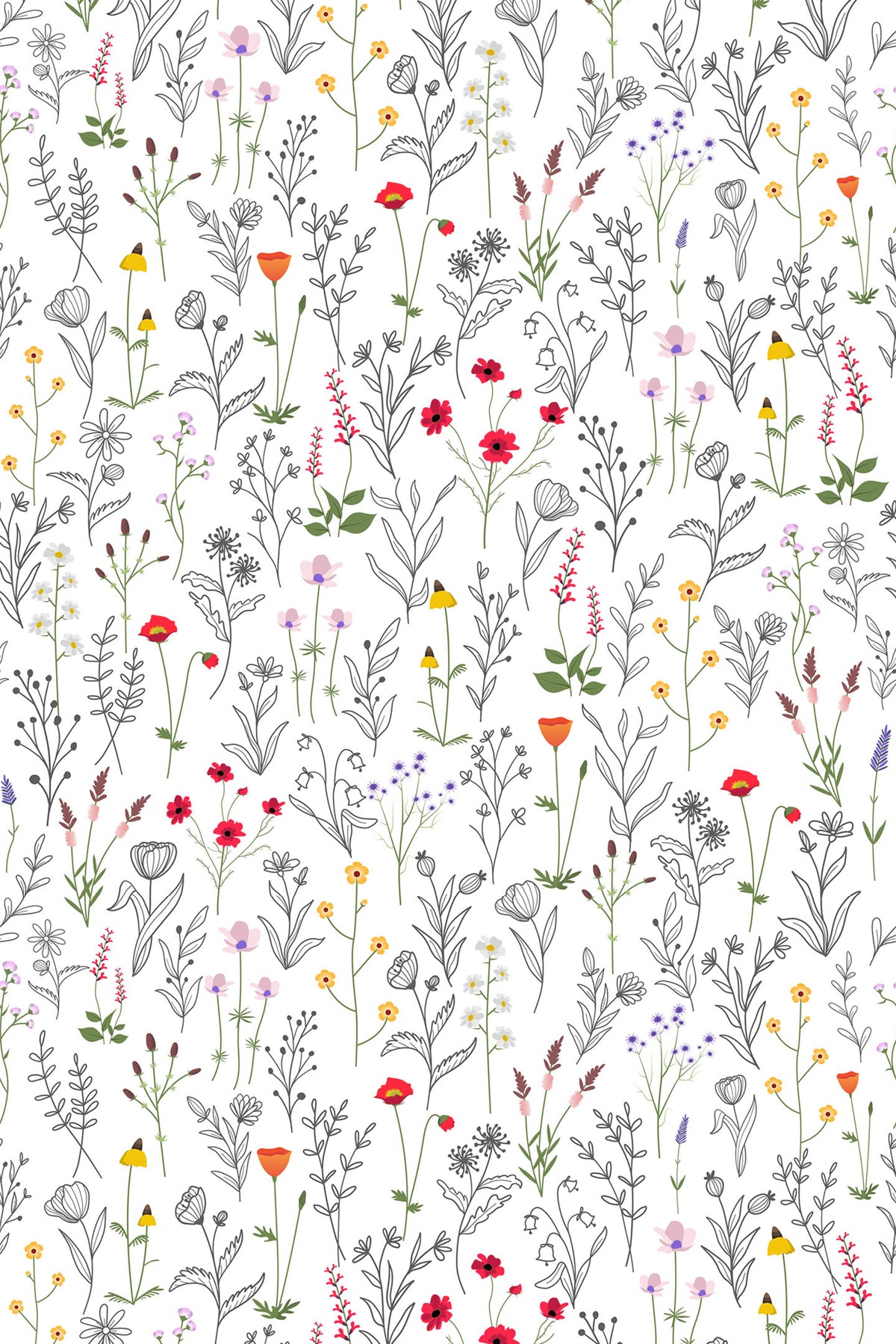 Delicate floral Peel and Stick Removable Wallpaper