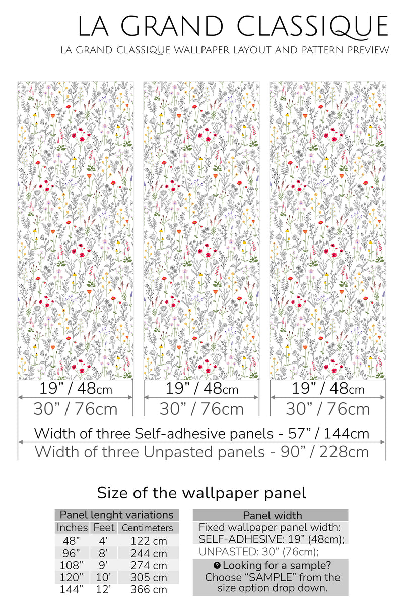 delicate floral peel and stick wallpaper specifiation