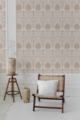 modern living room rattan chair decorative vase damask pattern
