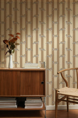 traditional wallpaper tiger pattern accent wall sophisticated living room interior