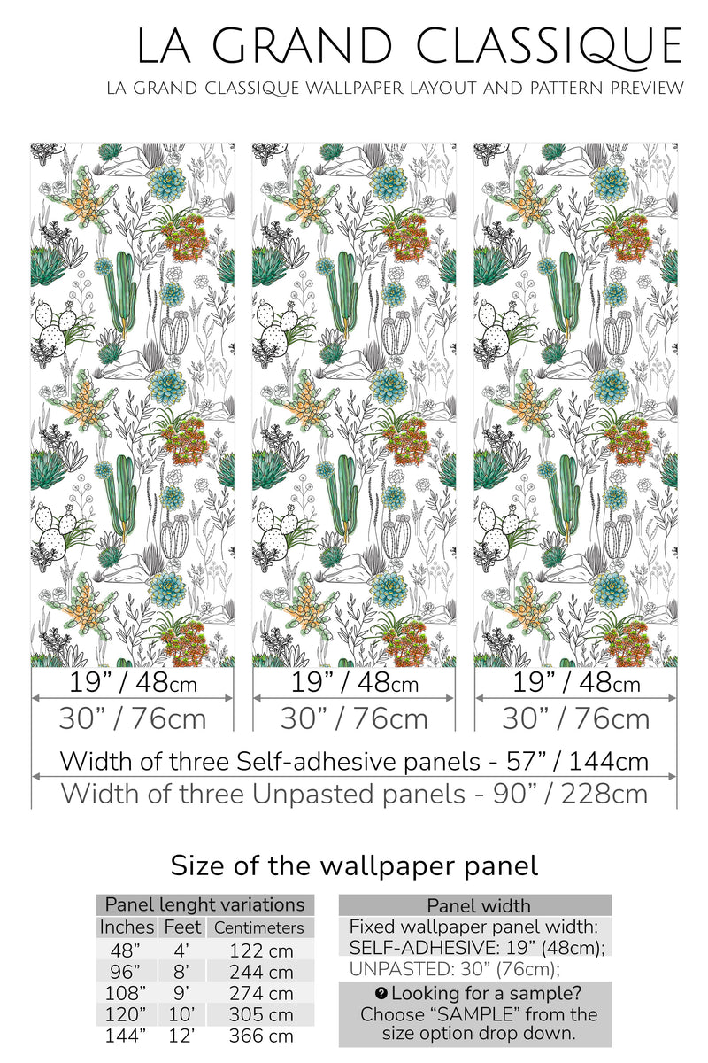 cactus peel and stick wallpaper specifiation