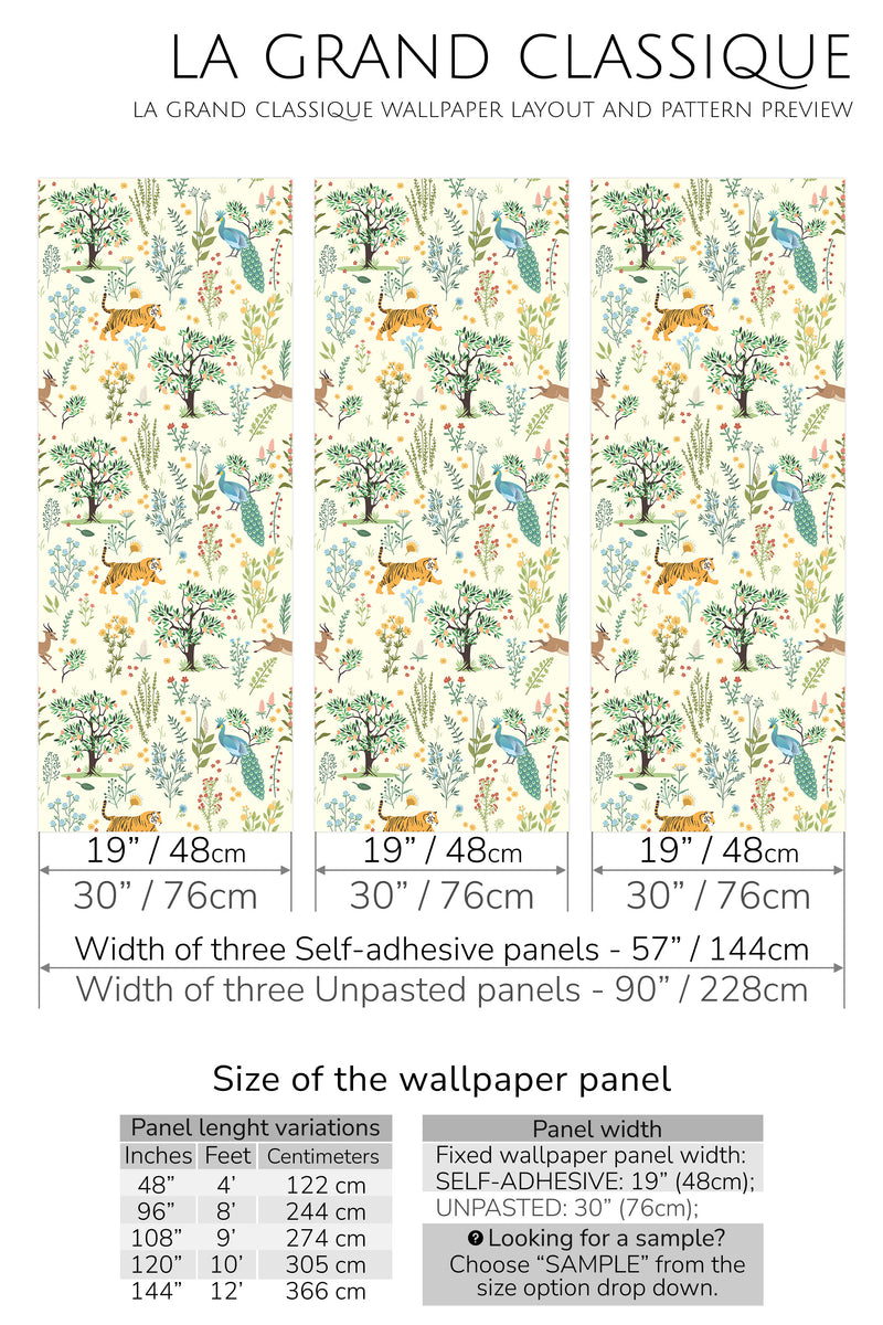 menagerie peel and stick wallpaper specifiation