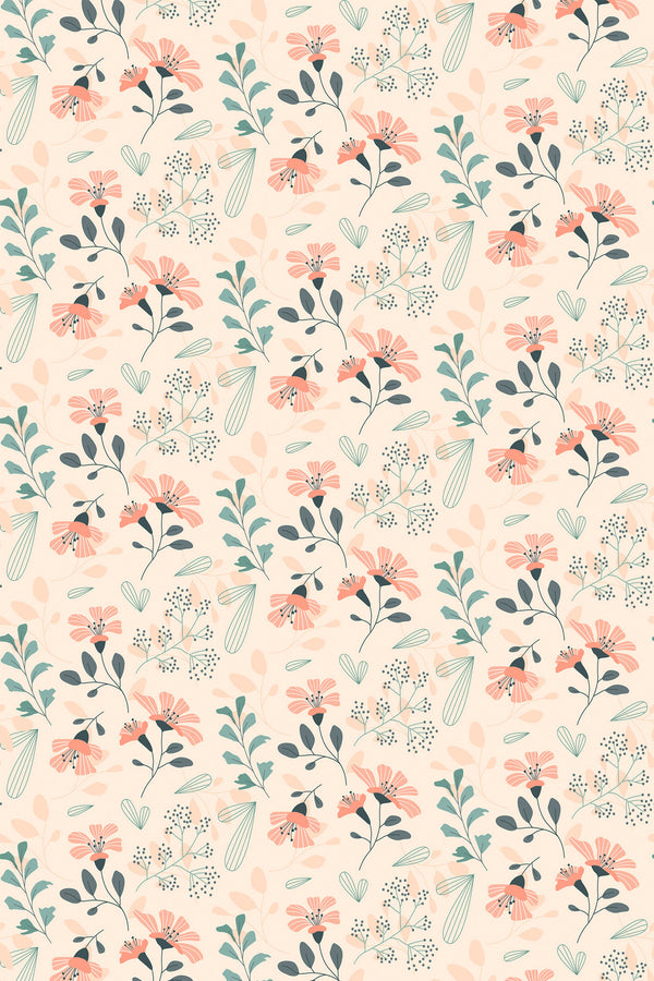 pastel pink floral wallpaper pattern repeat