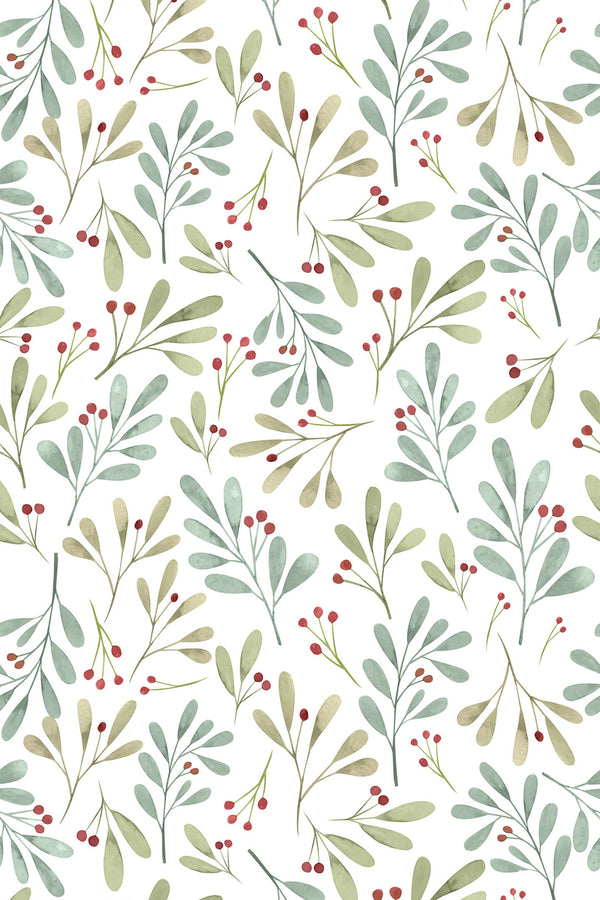 Watercolor christmas leaves