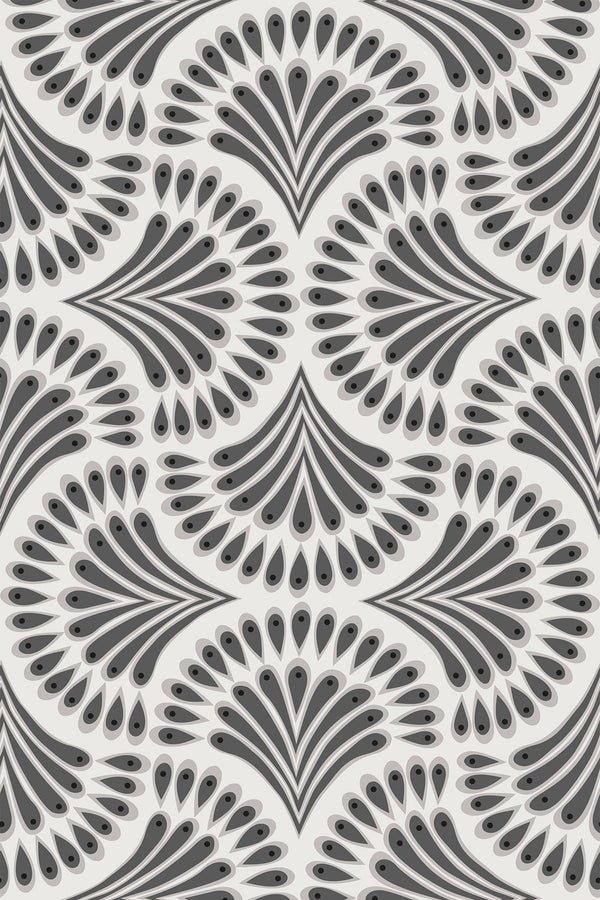 black art deco paisley wallpaper pattern repeat