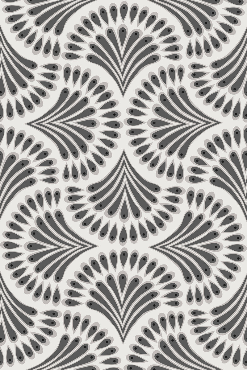 black art deco paisley wallpaper pattern repeat