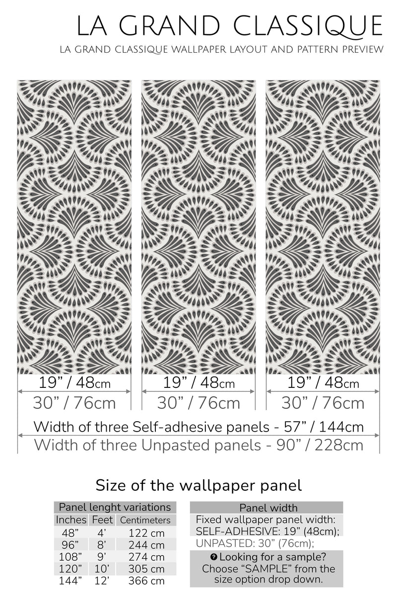 black art deco paisley peel and stick wallpaper specifiation