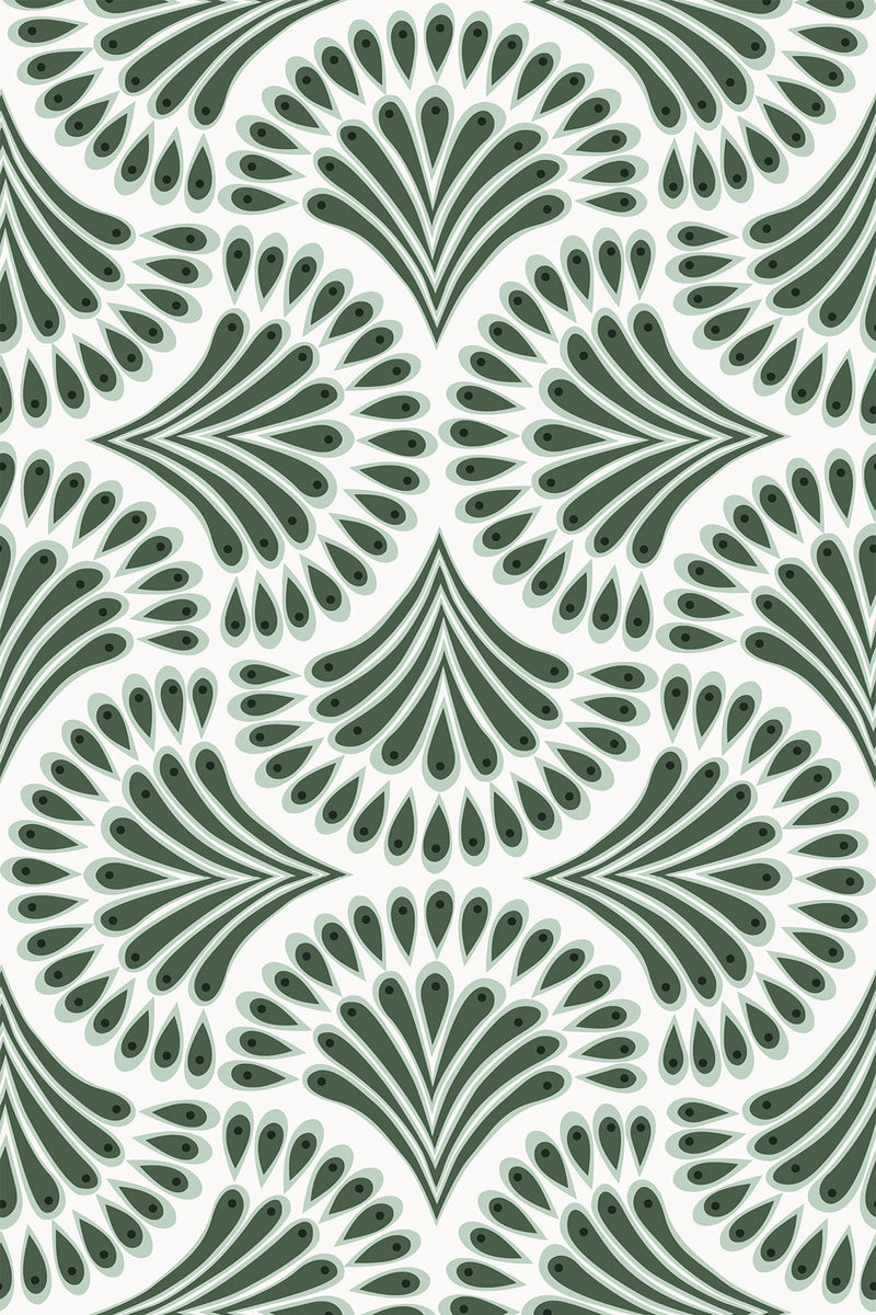 green art deco paisley wallpaper pattern repeat