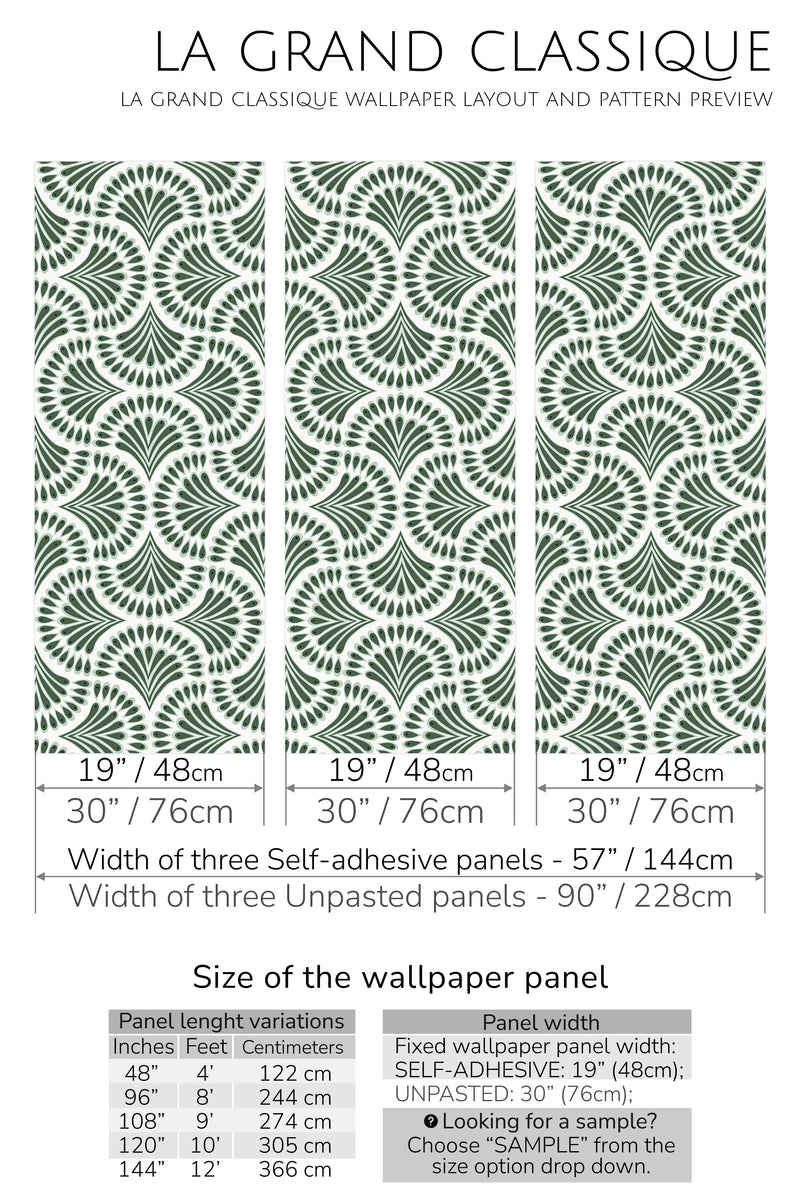 green art deco paisley peel and stick wallpaper specifiation